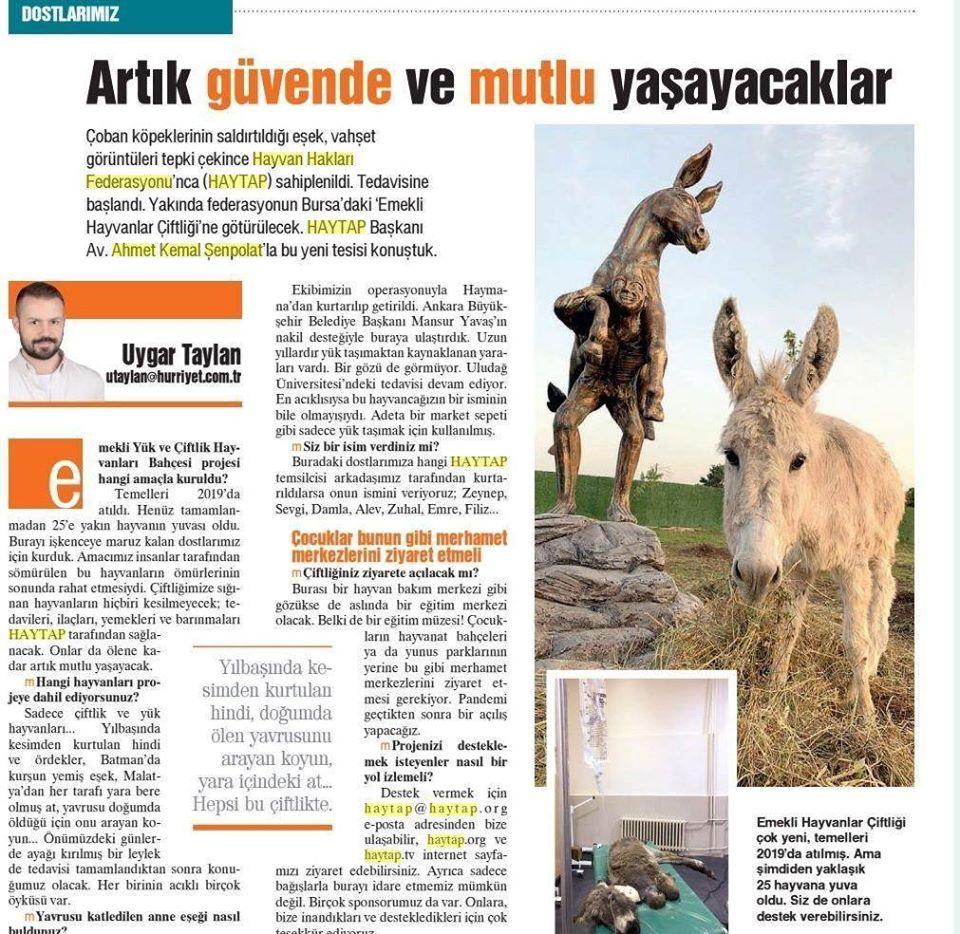 Haytap Emekli Hayvanlar Çiftliği Hürriyet Gazetesinde